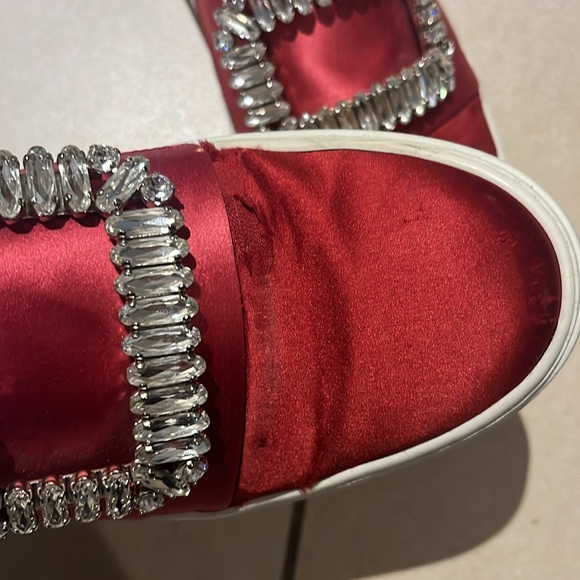 Roger Vivier Sneaky Viv Crystal Embellished Two Tone Satin Slip OnSneakers sz6,5 - Picture 5 of 16